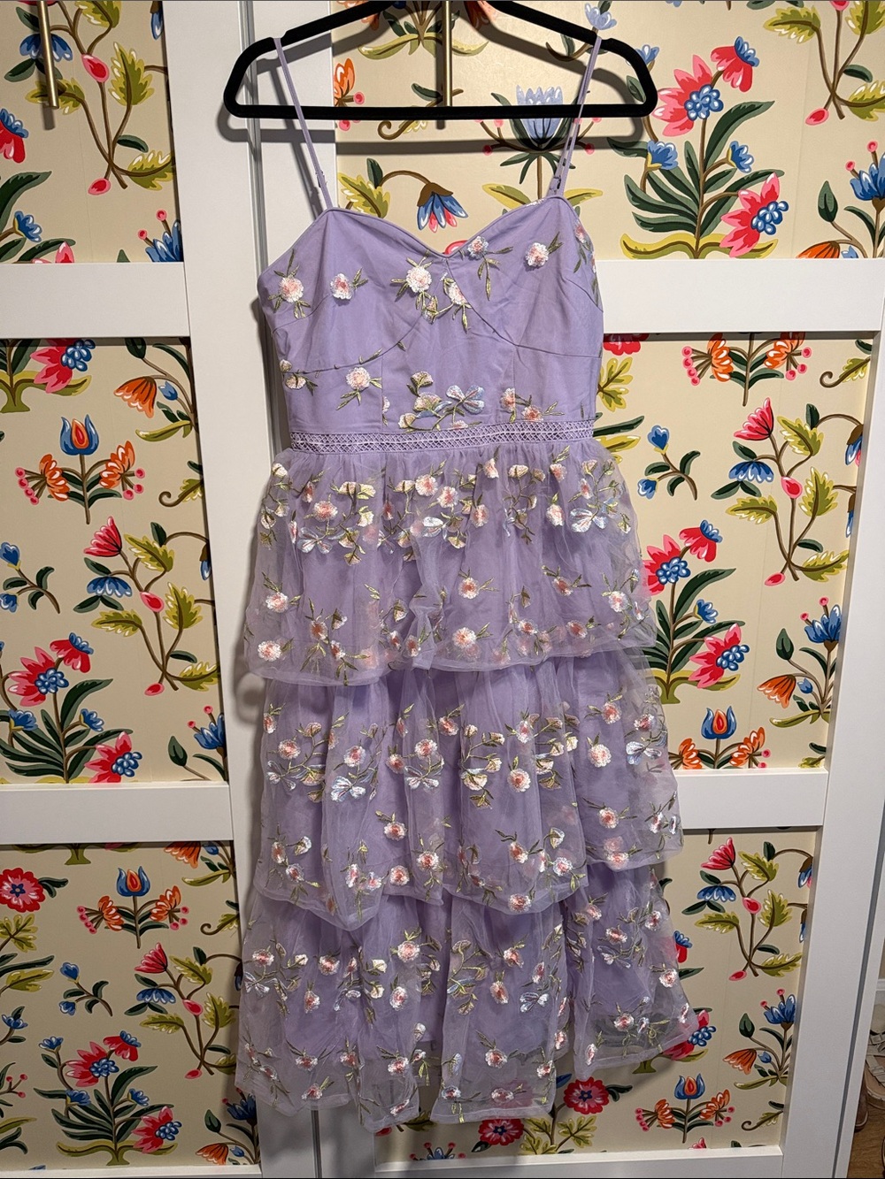 Endless Rose Lavender Tiered Floral Tulle Dress